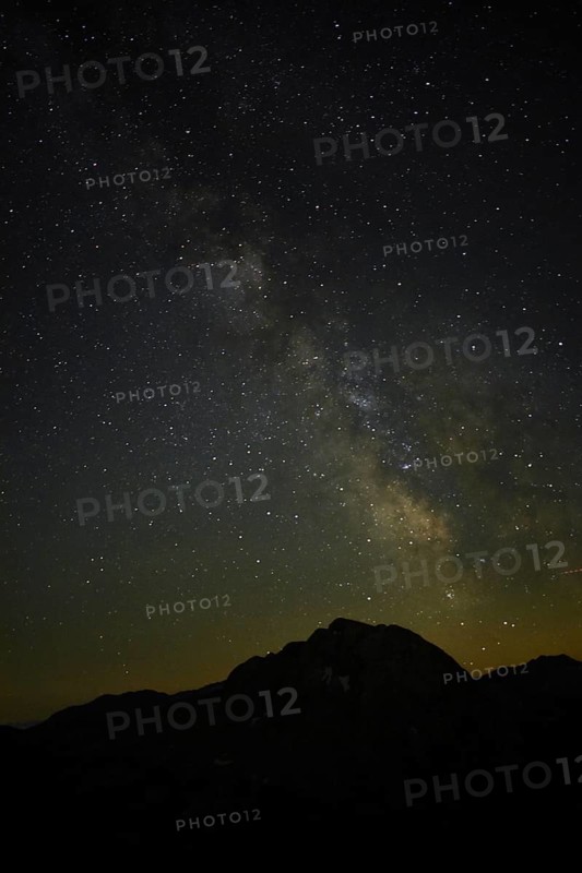The Milky Way in summer over the Kahlersberg, the highest mountain of the Hagengebirge in the Berchtesgaden National Park, Bavaria, Germany