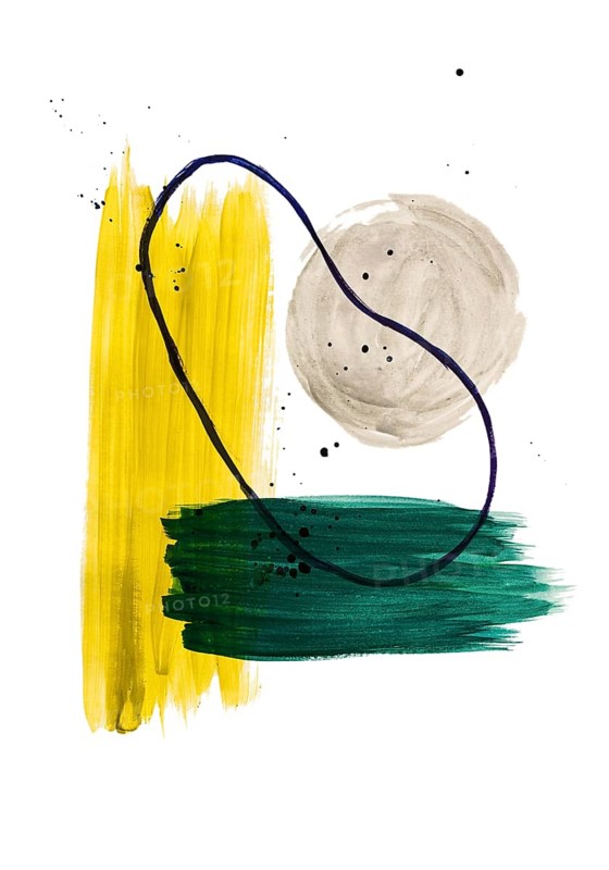 Abstract background, paint strokes, gray, yellow, dark green, overlapping, drawing, watercolor paint, on a white background