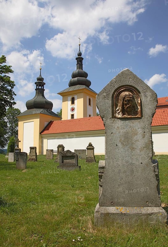 Historic cemetery of the pilgrimage church Maria Loreto in Starý Hroznatov, Altkinsberg, Cheb district, Cheb, Bohemia, Egerland, Czech Republic, Czech Republic