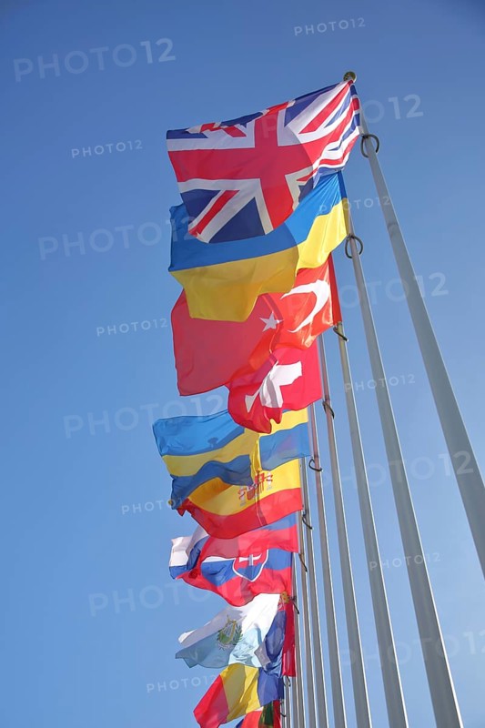 European national flags, British, Ukrainian and Turkish national flags, clipping, series, Europapalast, Council of Europe, Strasbourg, Bas-Rhin, Alsace, France