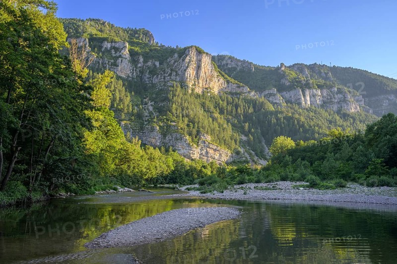 Evening atmosphere at the Tarn River, Gorges du Tarn Causses, Département Lozère, France
