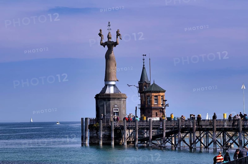 Imperia statue, historic pier, jetty, harbour, Lake Constance, Constance, Baden-Württemberg, Germany