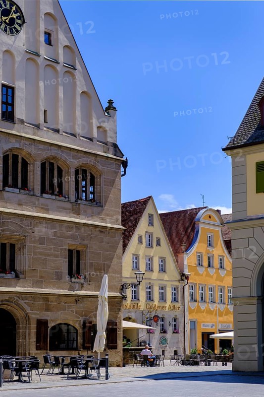 Old town hall, baroque town houses, market square, old town centre, Weißenburg in Bavaria, Altmühltal, Franconian Lake District, Middle Franconia, Franconia, Bavaria, Germany
