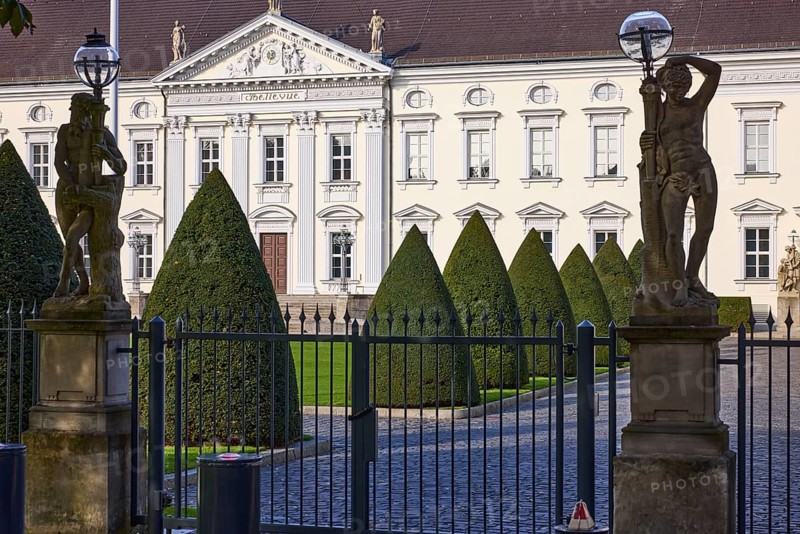 Entrance gate to Bellevue Palace in Berlin, capital city, independent city, federal state of Berlin, Germany