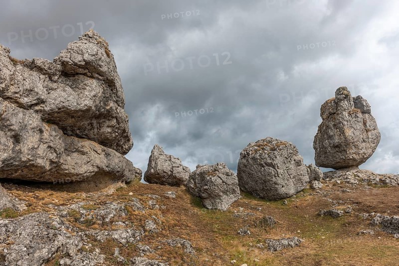 Strangely shaped rocks in the chaos of Nimes le Vieux in the Cevennes National Park. Unesco World Heritage. Fraissinet-de-Fourques, Lozere, France