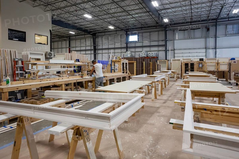 Romulus, Michigan - Workers build apartments in Ginosko Modular 's factory using modular construction methods. The units will be assembled into an apartment building in Detroit for low to moderate income households
