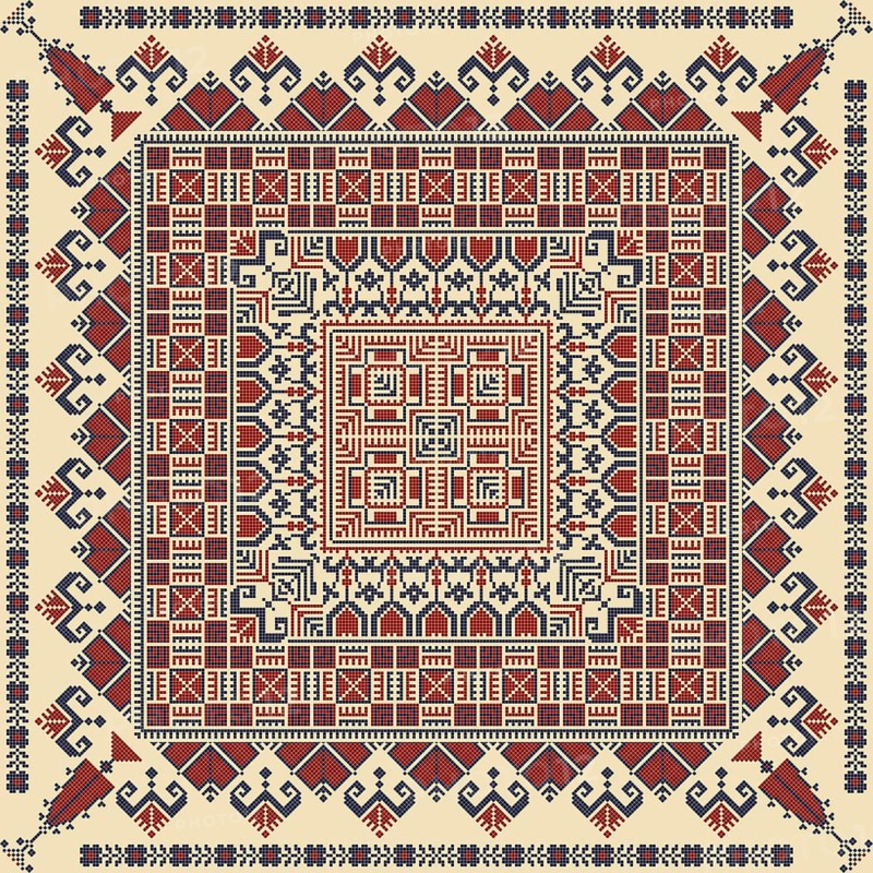 Embroidery Tatreez pattern, Palestinian fashion vector ornament