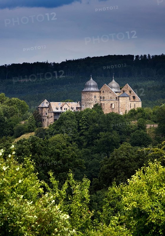 Sababurg, popularly known as Sleeping Beauty's Castle after the Brothers Grimm fairy tale, Hofgeismar, Reinhardswald, Hesse, Germany