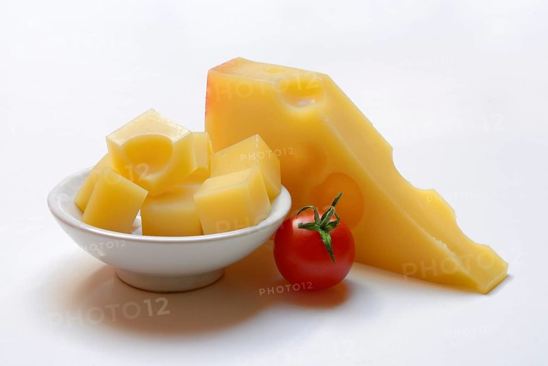 Emmental cheese in cubes, Switzerland