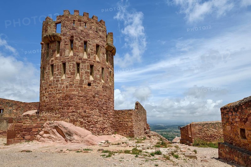 Tower on the Castell de Vilafamés, Castle, Vilafamés, Province of Castellón, Valencian Community, Spain