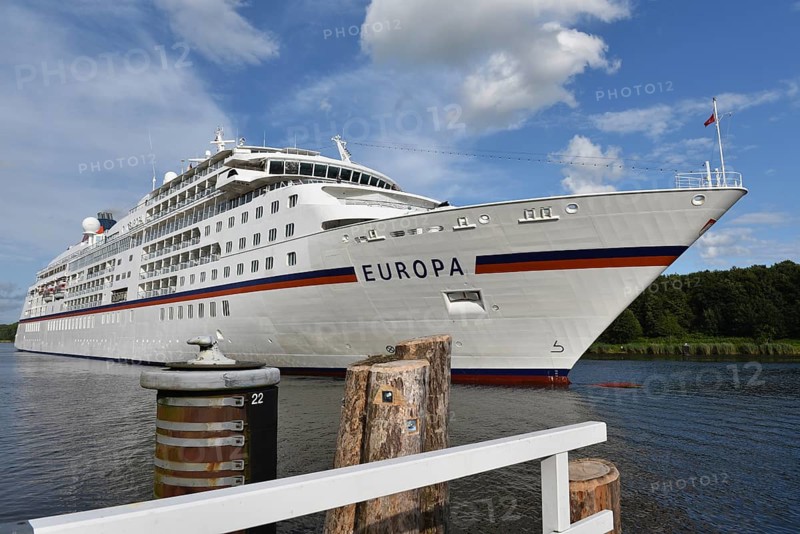MS EUROPA, cruise ship EUROPA sailing in the Kiel Canal, NOK, Kiel Canal, Kielkanal, Schleswig-Holstein, Germany