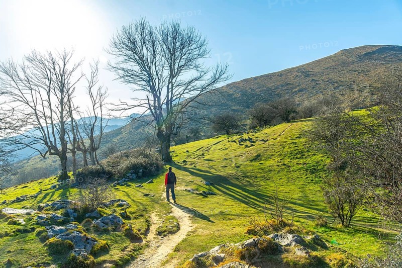 Trail up to the top of Mount Ernio or Hernio in Gipuzkoa, Basque Country