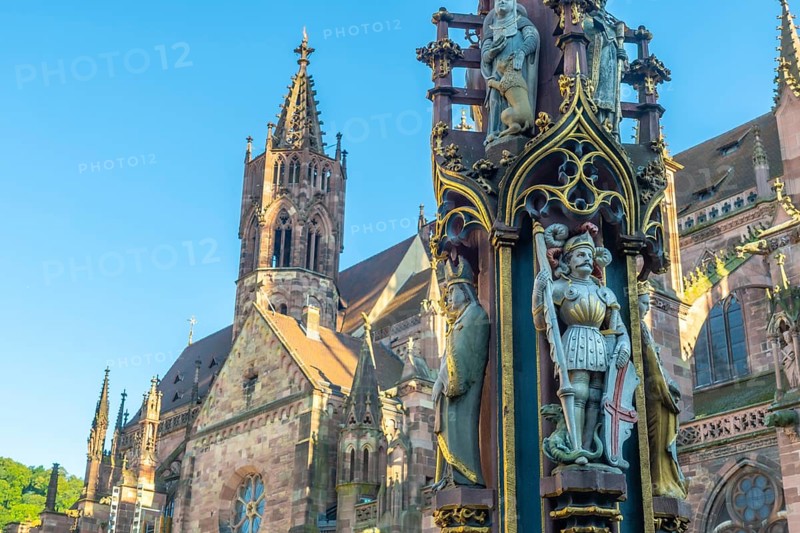 Georgsbrunnen sculpture in Freiburg Cathedral, Germany
