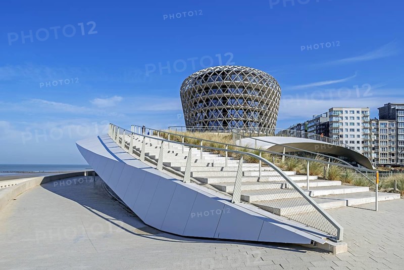 SILT venue housing casino, hotel and restaurant on promenade in seaside resort Middelkerke along the North Sea coast in spring, West Flanders, Belgium