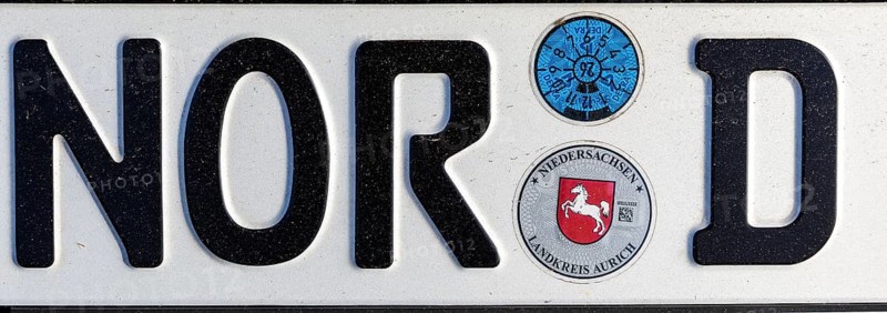 Licence plates from Norden, Aurich, word NORD, Germany