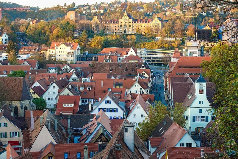 View, historic old town, university town, houses, roofs, Tübingen, Baden-Württemberg, Germany