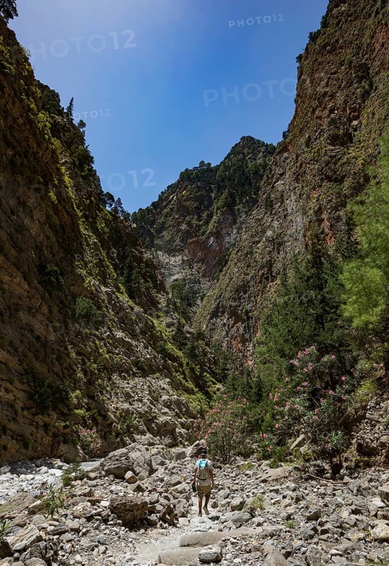 Hiking trail through the Samaria Gorge, south coast, Crete, Greece