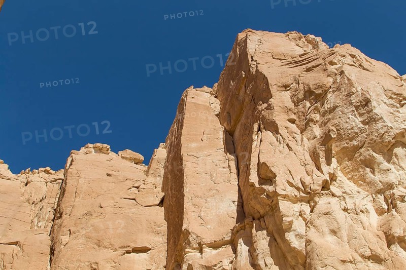 White canyon with yellow rocks, sunny day. Egypt, desert, the Sinai Peninsula, Nuweiba, Dahab