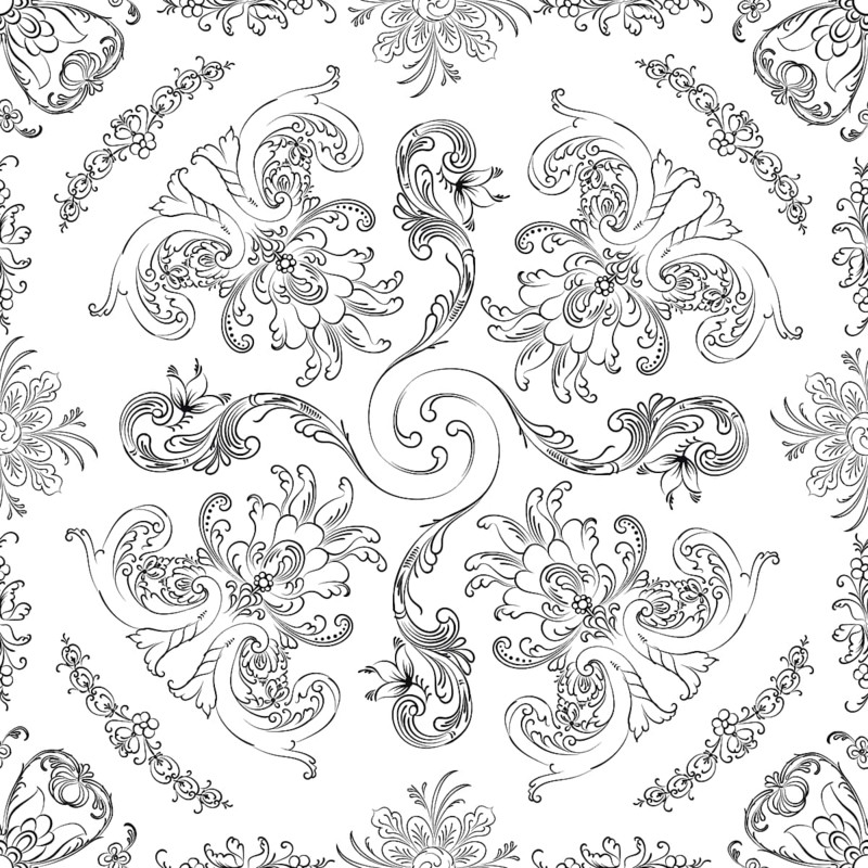 Hand drawn seamless floral pattern on a white background, vector textile template