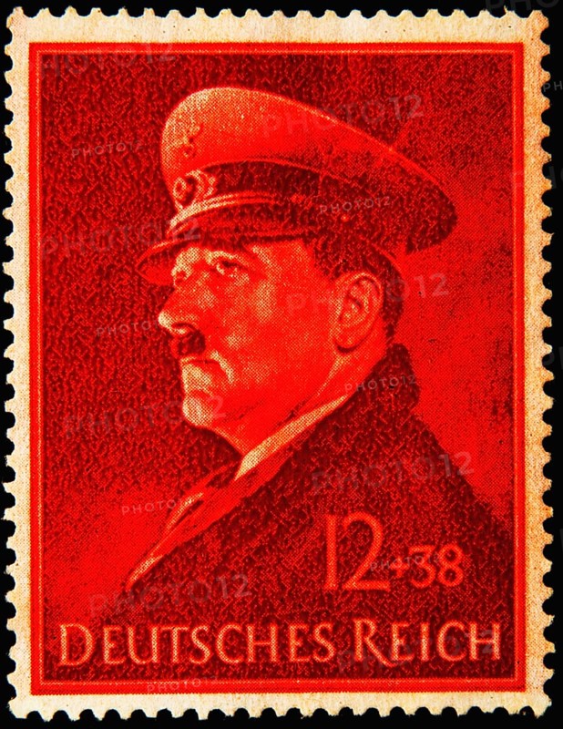 Adolf Hitler, 1889-1945, a German politician, demagogue, and Pan-German revolutionary, leader of the Nazi Party. Portrait on a German stamp