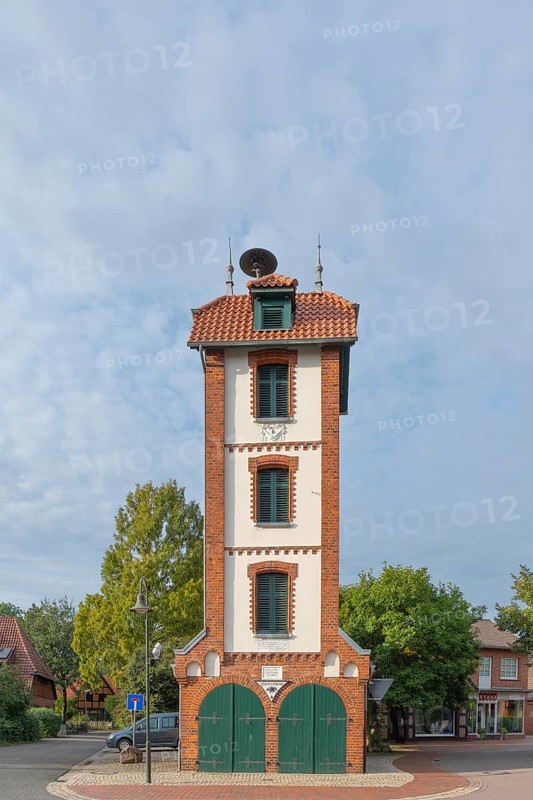View of a fire station, Bücken, Hoya, Nienburg, Lower Saxony, Germany