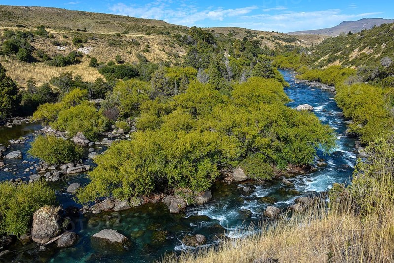 The Chimehuin River, outflow of Lake Huechulafquen, Patagonia, Neuquen, Argentina