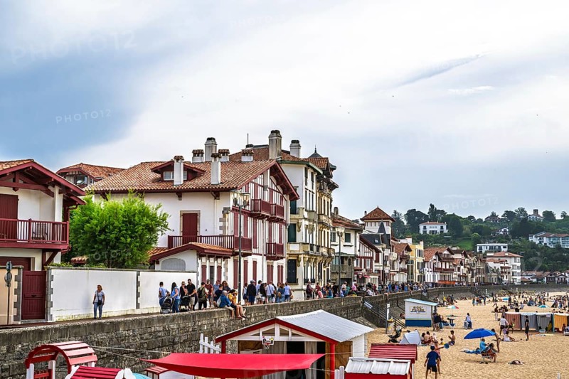 Beach and seaside in Saint-Jean-de-Luz, Nouvelle-Aquitaine, Pyrenees-Atlantiques, France