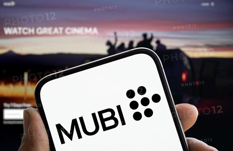 MUBI logo is displayed on smartphone. Mubi is a video streaming platform