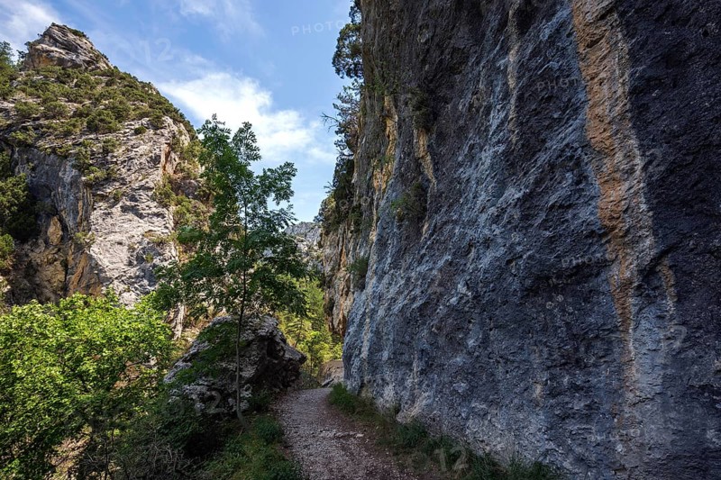 Hiking trail in the gorge of Trevans, Gorges de Trévans, near Estoublon, Alpes-de-Haute-Provence, Provence, France