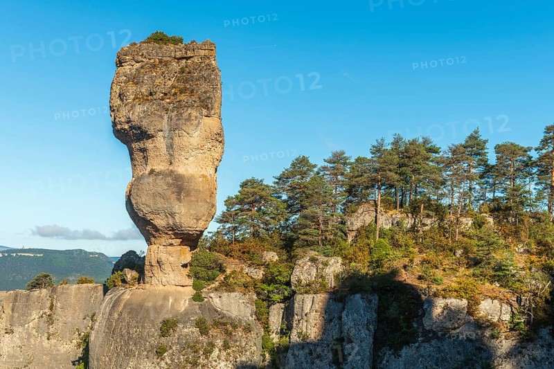 The vase of Sevres, spectacular rock in the Jontes Gorges. Le Rozier, Lozere, france