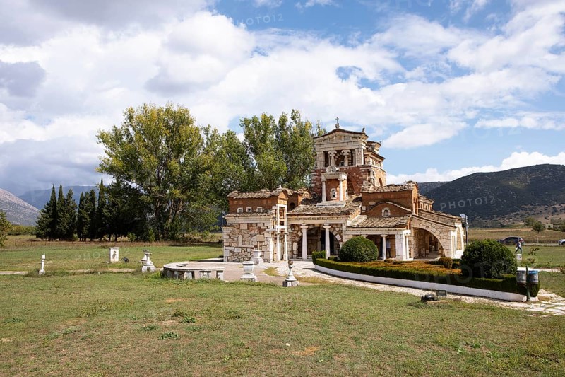 Church of Saint Fotini combines ancient Greek elements with Orthodox architecture, Mantineia, Highlands of Arcadia, Peloponnese, Greece