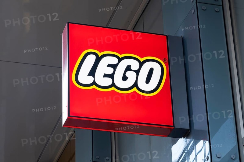 Lego, facade with sign and logo, Essen, Ruhr area, North Rhine-Westphalia, Germany
