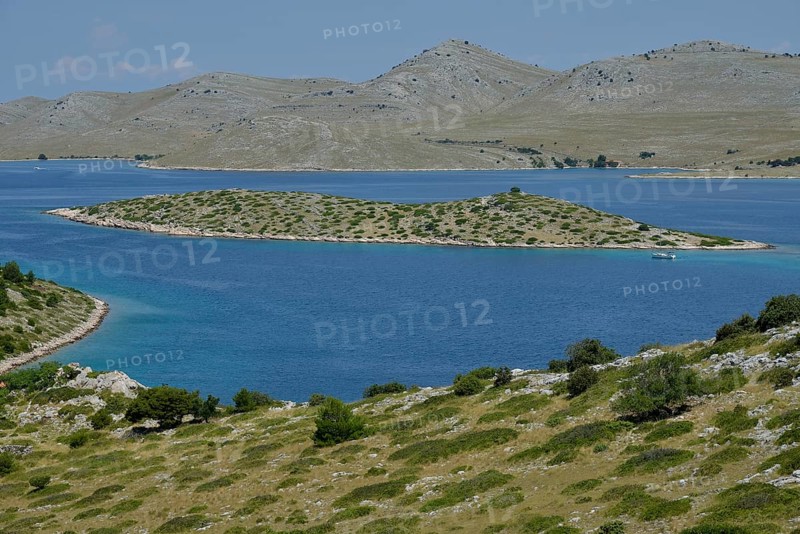 View from Levrnaka island over the Kornati Islands, Adriatic Sea, Kornati Islands National Park, Croatia