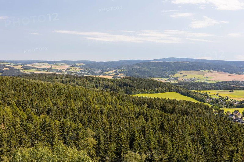 View from the King Albert Tower on the Spiegelwald, Erzgebirge, Saxony, Germany