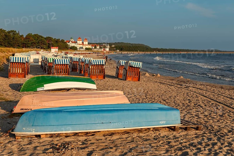 Fishing boat on the beach of Binz, Island of Rügen, Mecklenburg-Vorpommern, Germany
