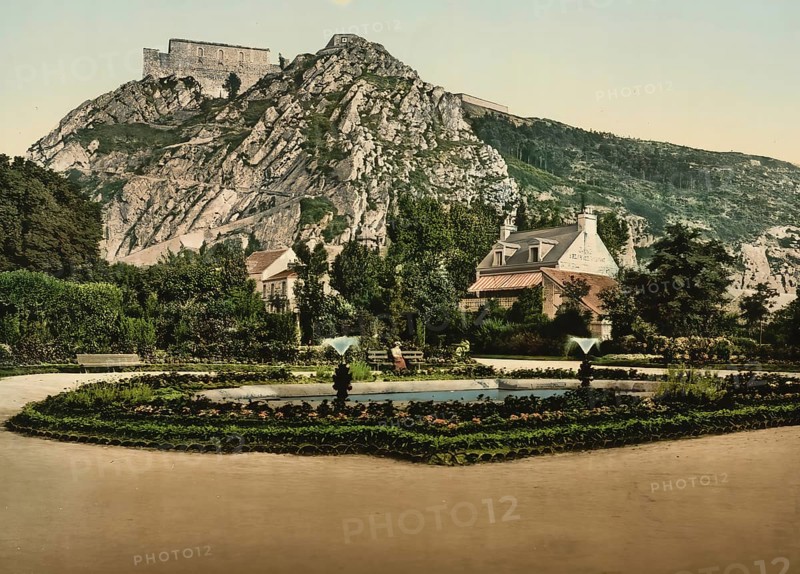 The Mountain and the Fort du Roule, Cherbourg, France, c. 1890, Historic, digitally enhanced reproduction of a photochrome print from 1895