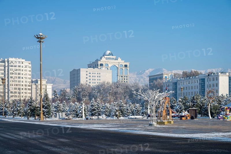 Winter park in Dushanbe, Tajikistan, Central Asia