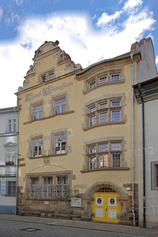 Evangelisches Vereinshaus, Schweifgiebel, yellow, Erfurt, Thuringia, Germany