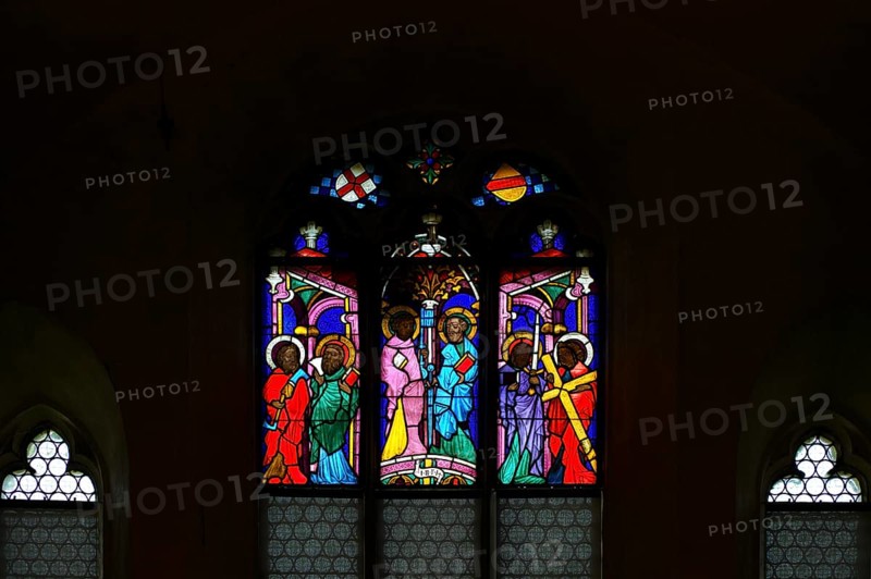 Interior view, stained glass window, church window, St Margaret's Chapel, Cathedral of Our Lady, Constance, Baden-Württemberg, Germany
