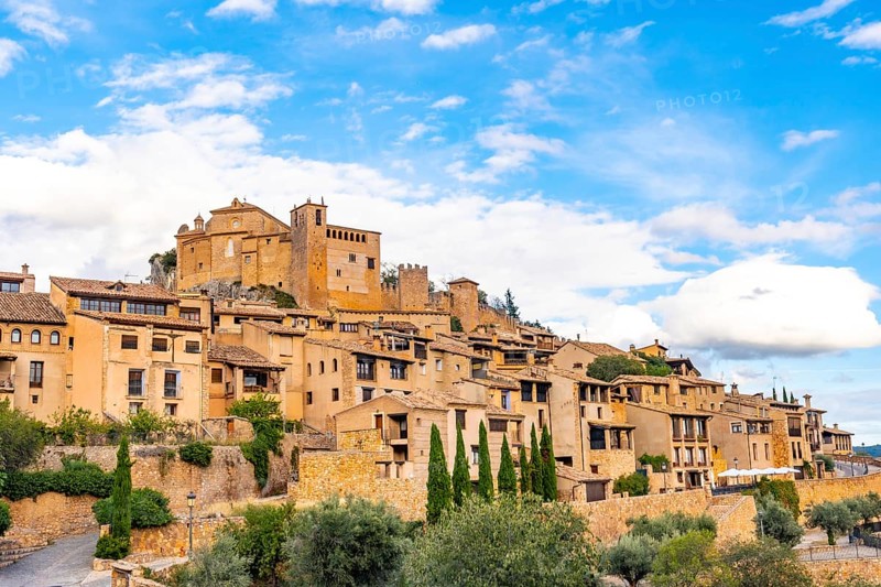 The beautiful mountain town in the Pyrenees called Alquezar, medieval town of Huesca, Spain