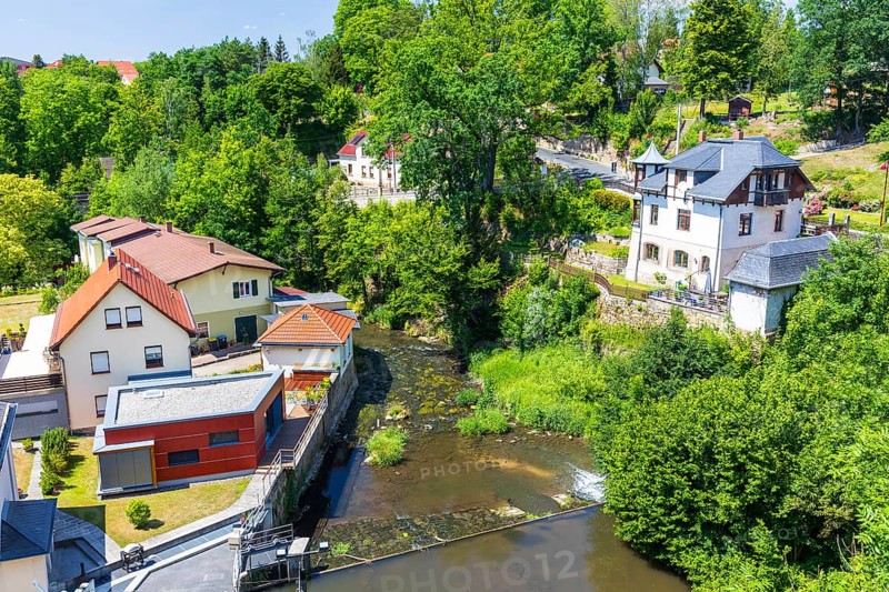 Wesenitz River in Lohmen, Saxon Switzerland, Saxony, Germany
