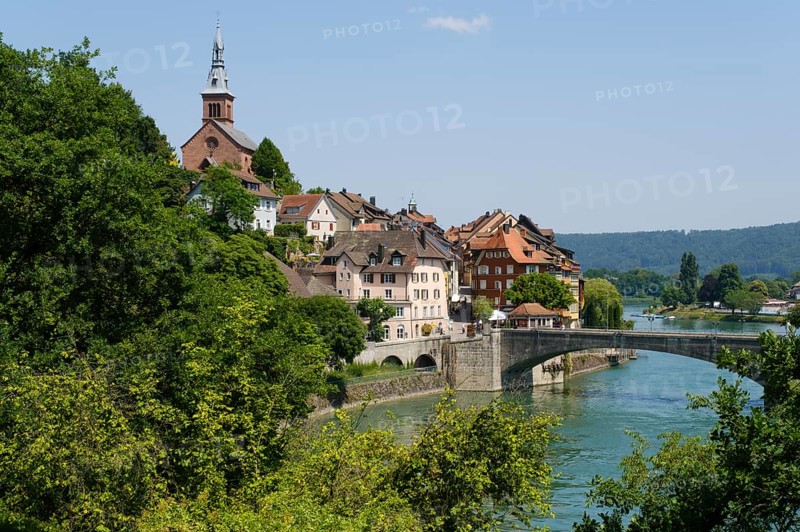 View of Laufenburg with Rhine, Black Forest, Baden-Württemberg, Germany