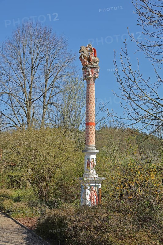 Roman Jupiter giant column with equestrian figure, Jupiter column, Roman open-air museum, Roman museum, Schwarzenacker, Homburg, Saarland, Germany