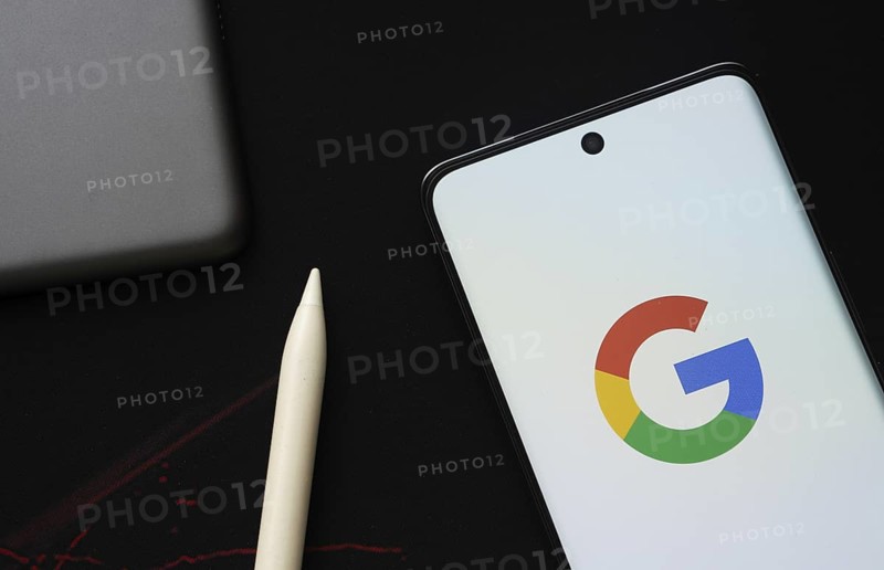 The logo of the Google is displayed on a smartphone screen