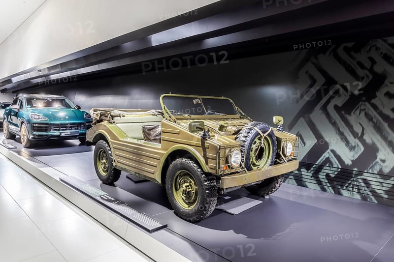 Porsche Museum Stuttgart-Zuffenhausen. Porsche Type 597 hunting car built in 1956. The automotive museum of Dr. Ing. h.c. F. Porsche AG shows racing cars and iconic cars from automotive history. Since opening in 2009, it has attracted over 6.5 million visitors. interior view. Stuttgart, Baden-Württemberg, Germany