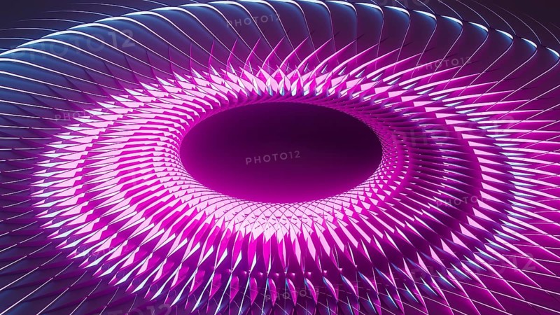 Dynamic neon shapes create a vibrant abstract design, lighting up the night and captivating all at the gathering