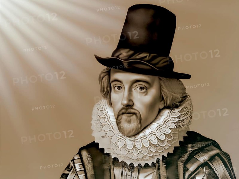 Portrait of Sir Francis Bacon, Baron Baco of Verulam, 1561 - 1626, English lawyer, statesman, essayist, historian, intellectual reformer, philosopher and scientist, digitally edited