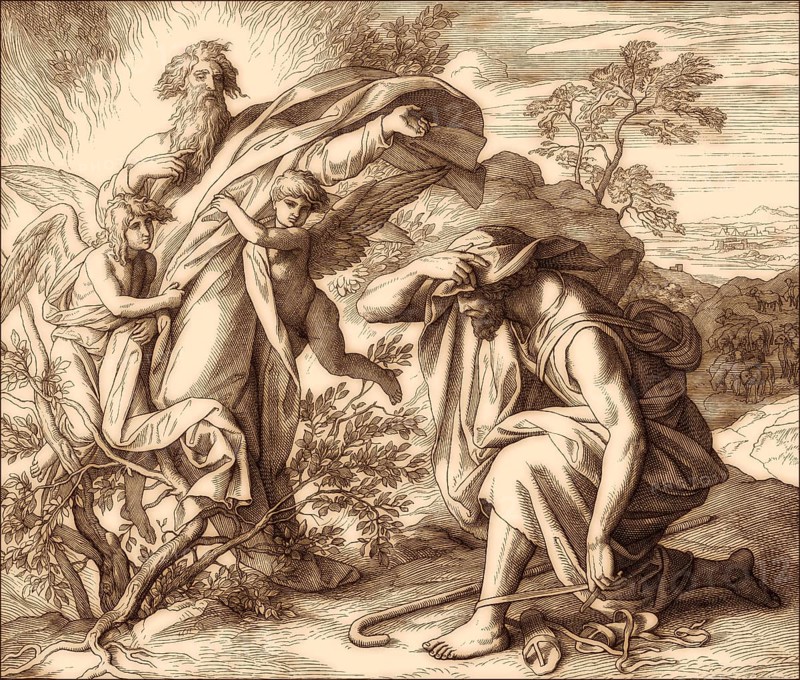 Burning Bush, Old Testament, by Julius Schnorr von Carolsfeld, 1860