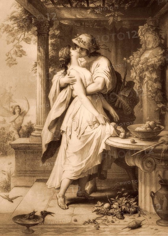 Alexis says goodbye to Dora, Alexis and Dora, by Johann Wolfgang von Goethe, after Wilhelm von Kaulbach
