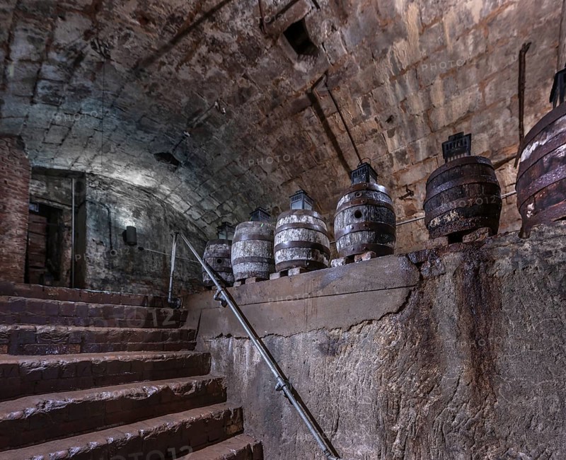 Historic rock cellar, beer cellar of an inn, built in the 17th century, market square, Lauf an der Pegnitz, Middle Franconia, Bavaria, Germany